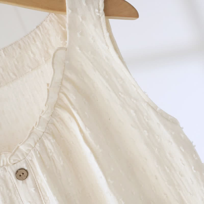 Ownkoti Beige Cotton Textured Sleeveless Lounge Dress - image 7