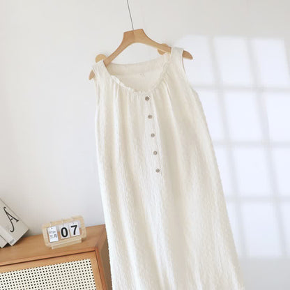 Ownkoti Beige Cotton Textured Sleeveless Lounge Dress - image 3
