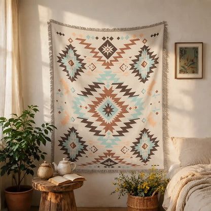 Ownkoti Bohemian Southwest Geometric Tasseled Decorative Throw - image 2