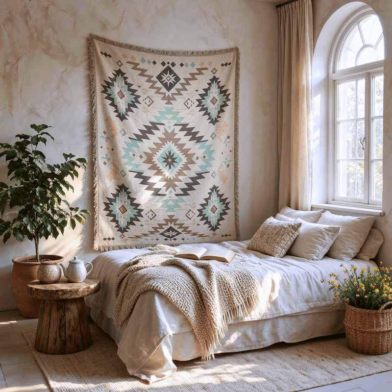 Ownkoti Bohemian Southwest Geometric Tasseled Decorative Throw - image 3