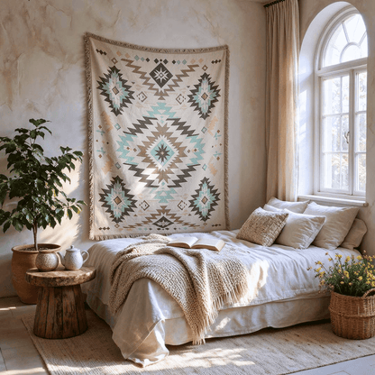Ownkoti Bohemian Southwest Geometric Tasseled Decorative Throw - image 3