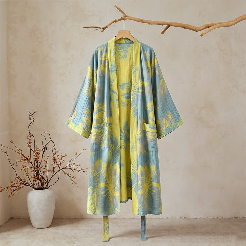 Ownkoti Bohemian Floral Cotton Double Gauze Kimono Robe - image 1