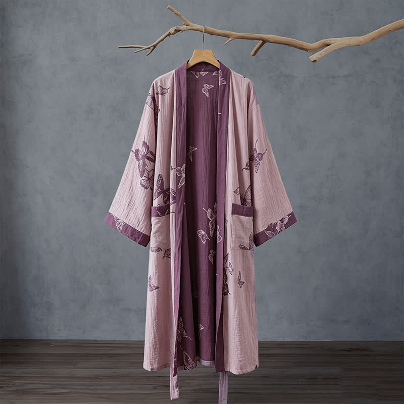 Ownkoti Butterfly Cotton Double Gauze Kimono Robe - image 8