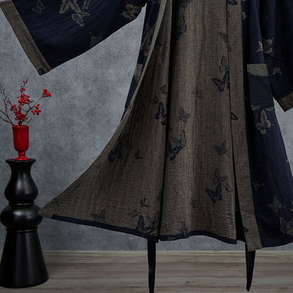 Ownkoti Navy Butterfly Cotton Double Gauze Kimono Robe - image 4