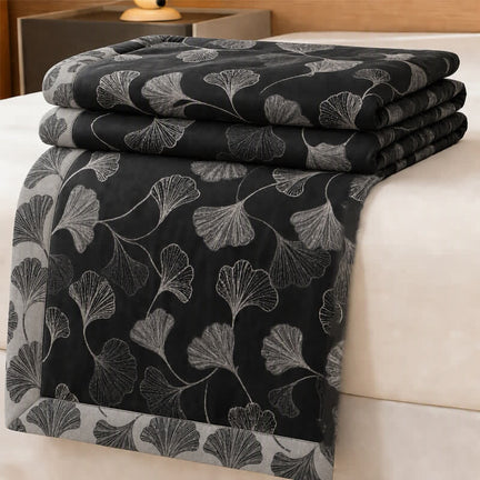 Ownkoti Vintage Black Ginkgo Leaf Reversible Cotton Bedding Set - Black - Bedspread - King - image 0