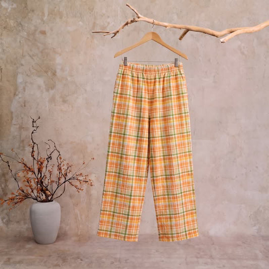 Ownkoti Orange‑Soda Plaid Cotton Gauge Lounge Pants - XL - image 0