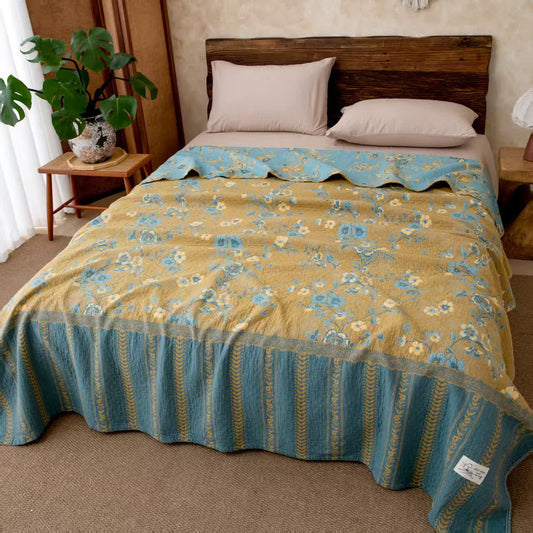 Ownkoti Cottage Bloom Lightweight Cotton Bed Quilt - Blue Green - King - image 0