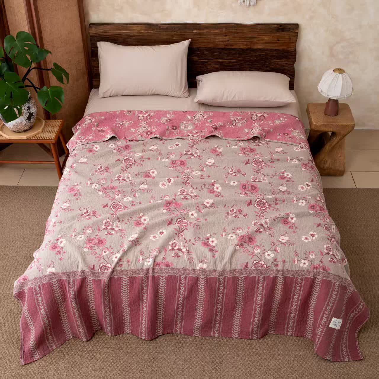 Ownkoti Cottage Bloom Lightweight Cotton Bed Quilt - Pink - King - image 2