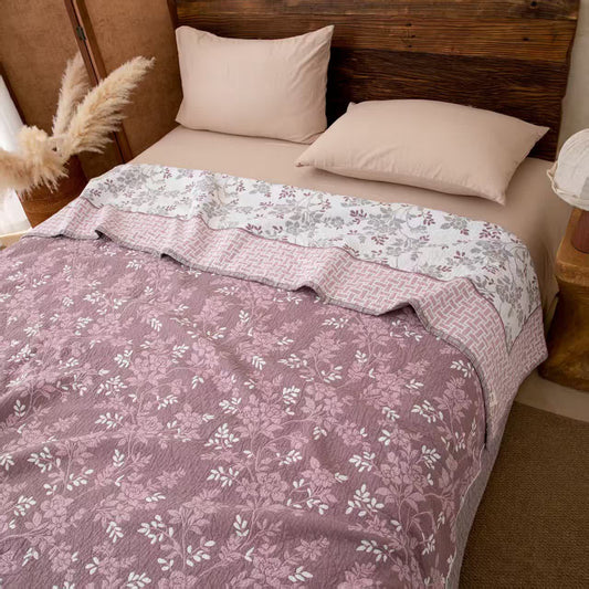 Ownkoti Country Floral Lightweight Cotton Bedspread Quilt - Pink - King - image 0
