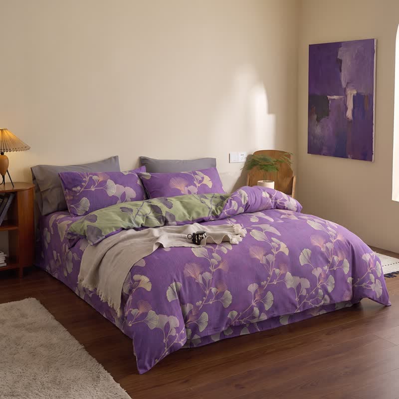 Ownkoti Retro Ginkgo Leaf Cotton Reversible Bedding Set - image 2