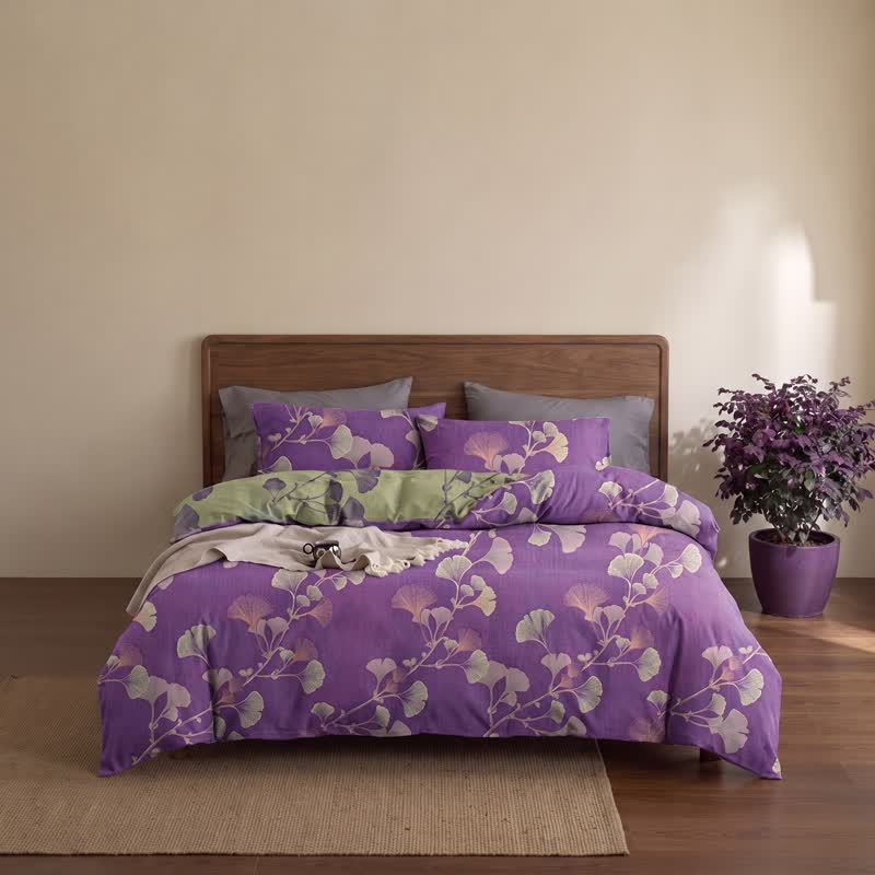 Ownkoti Retro Ginkgo Leaf Cotton Reversible Bedding Set - image 4