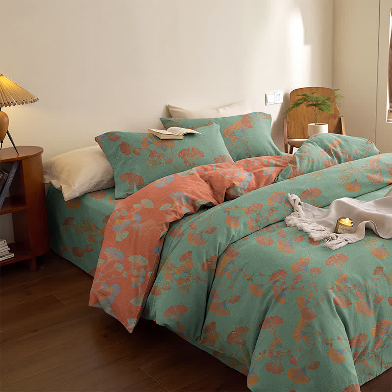 Ownkoti Retro Ginkgo Leaf Cotton Reversible Bedding Set - image 12