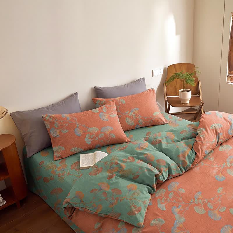 Ownkoti Retro Ginkgo Leaf Cotton Reversible Bedding Set - image 19