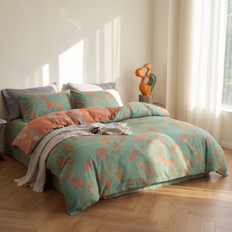 Ownkoti Retro Ginkgo Leaf Cotton Reversible Bedding Set - image 15