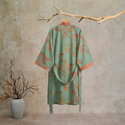 Ownkoti Retro Ginkgo Leaf Cotton Kimono Robe - image 15