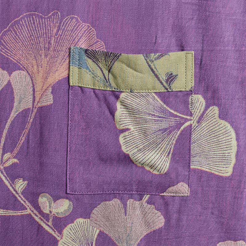 Ownkoti Retro Ginkgo Leaf Cotton Kimono Robe - image 4