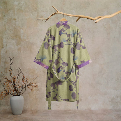 Ownkoti Retro Ginkgo Leaf Cotton Kimono Robe - image 29