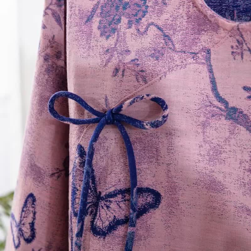 Ownkoti Retro Purple Butterfly Floral Cotton Loungewear Set - image 4