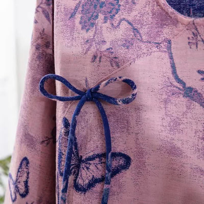 Ownkoti Retro Purple Butterfly Floral Cotton Loungewear Set - image 4
