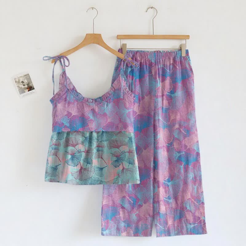 Ownkoti Dreamy Ginkgo Leaf Cami Loungewear Set - image 1
