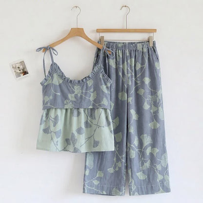 Ownkoti Ginkgo Leaf Cami Ruffled Pajama Set - image 1