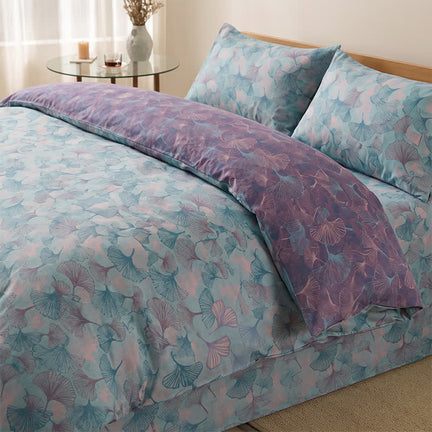 Ownkoti Retro Botanical Ginkgo Leaf Cotton Bedding Set - Blue - King - Bedding Set(4PCS) - image 0