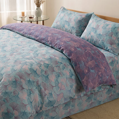 Ownkoti Retro Botanical Ginkgo Leaf Cotton Bedding Set - Blue - King - Bedding Set(4PCS) - image 0