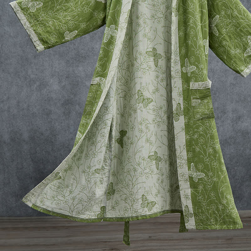 Ownkoti Olive Botanical Butterfly Kimono Bathrobe - image 3