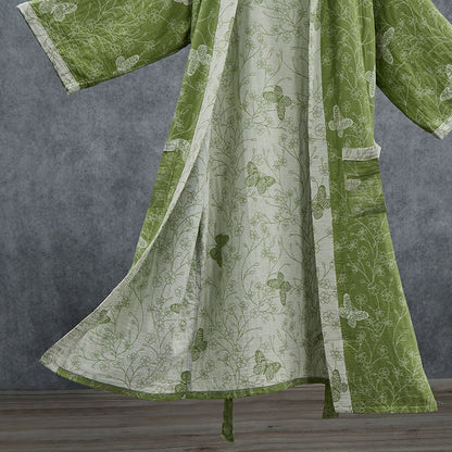 Ownkoti Olive Botanical Butterfly Kimono Bathrobe - image 3