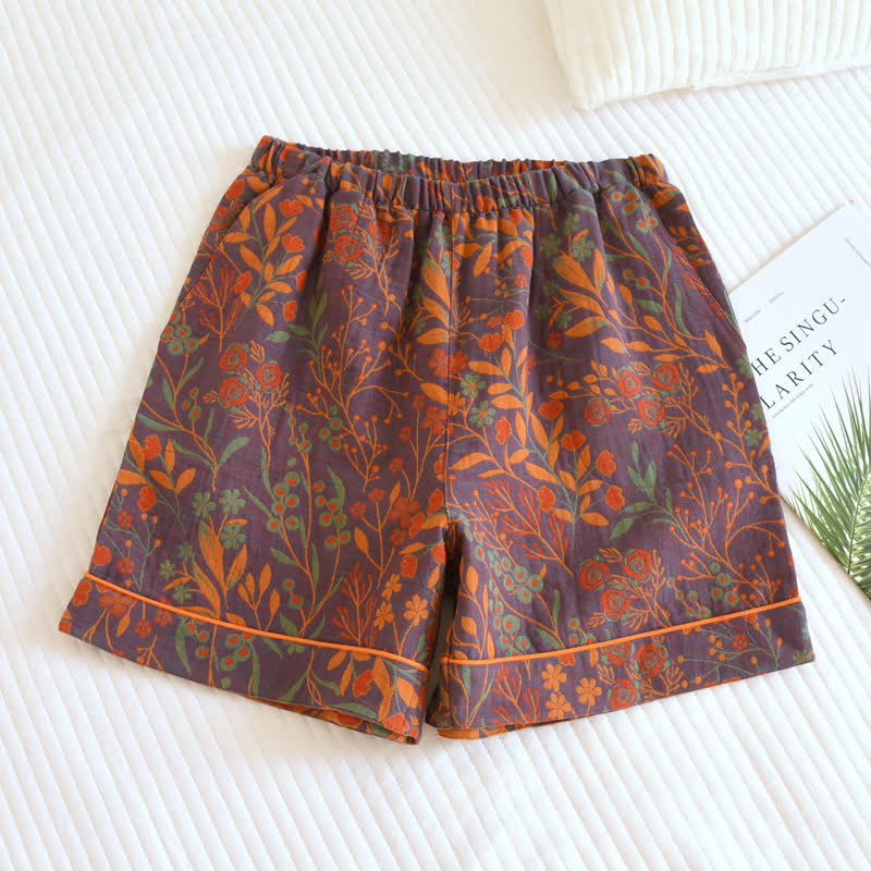 Ownkoti Jacquard Yarn-dyed Cotton Pajamas Short - Red - XL - image 1