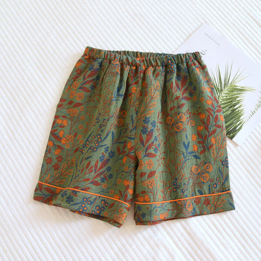 Ownkoti Jacquard Yarn-dyed Cotton Pajamas Short - Green - XL - image 0