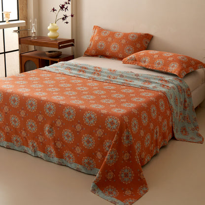 Ownkoti Oriental Medallion Floral Muslin Bedspread  - 2PCS Pillowcases - 19" x 29" - image 0