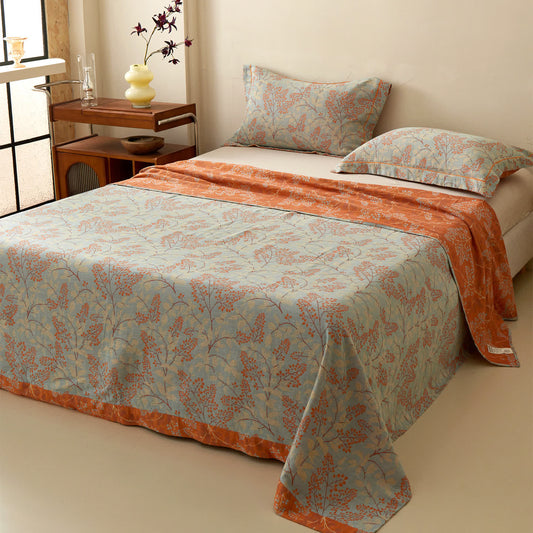 Ownkoti Botanical Branch Muslin Reversible Bedspread - 2PCS Pillowcases - 19" x 29" - image 0