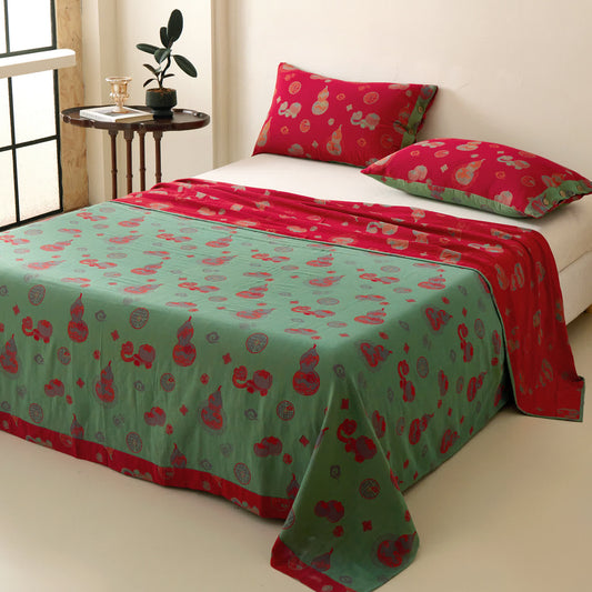 Ownkoti Gourd Pattern Muslin Reversible Coverlet Bedspread - 2PCS Pillowcases - 19" x 29" - image 0