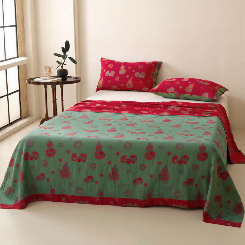 Ownkoti Gourd Pattern Muslin Reversible Coverlet Bedspread - image 1