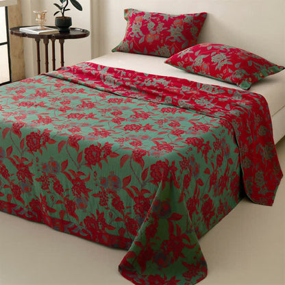 Ownkoti Opulent Floral Muslin Reversible Bedspread - 2PCS Pillowcases - 19" x 29" - image 0