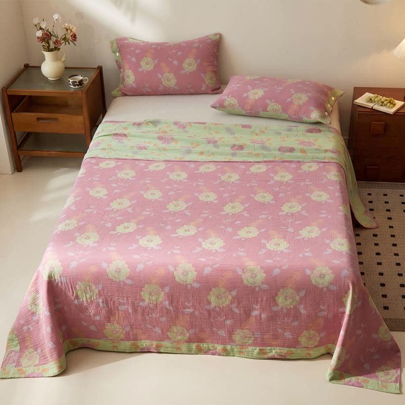 Ownkoti Dreamy Pastel Garden Cotton Muslin Bedspread - image 2
