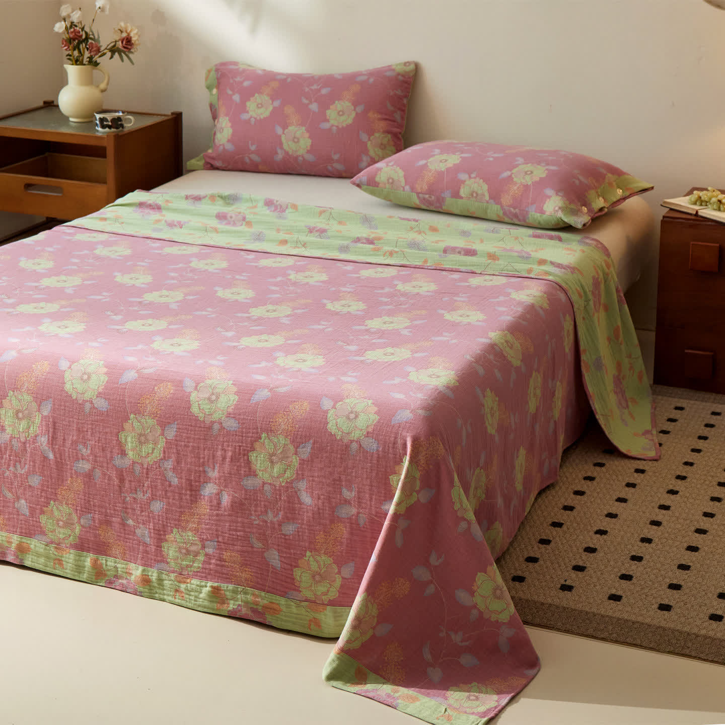 Ownkoti Dreamy Pastel Garden Cotton Muslin Bedspread - 2PCS Pillowcases - 19" x 29" - image 0