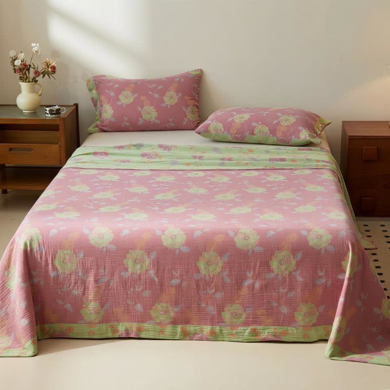 Ownkoti Dreamy Pastel Garden Cotton Muslin Bedspread - image 1