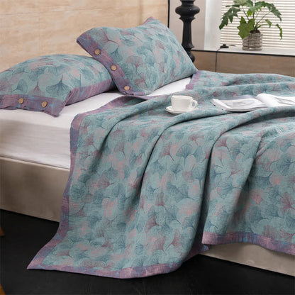 Ownkoti Muted Vintage Ginkgo Leaf Cotton Bedding Set - Blue - 2PCS Pillowcases - 40" x 20" - image 0