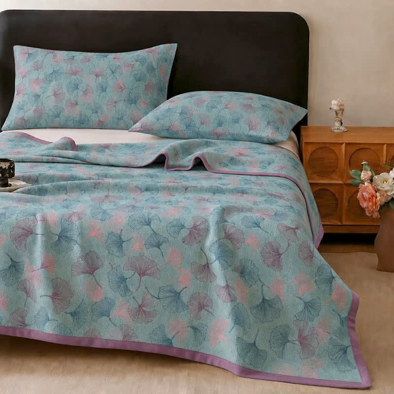 Ownkoti Retro Botanical Ginkgo Leaf Cotton Blanket - image 2