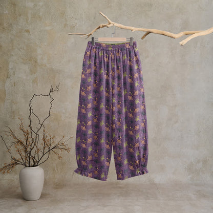 Ownkoti Retro‑Style Ginkgo Leaf Cotton Loose Lounge Pants - image 1