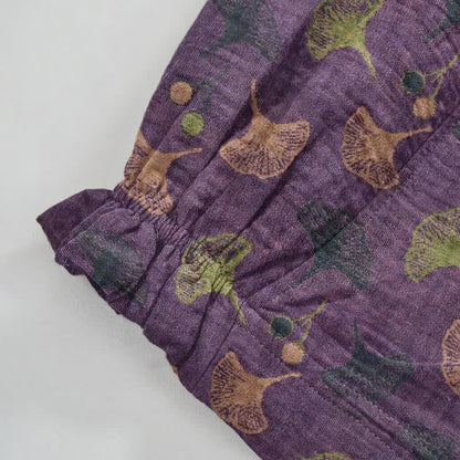 Ownkoti Retro‑Style Ginkgo Leaf Cotton Loose Lounge Pants - image 4