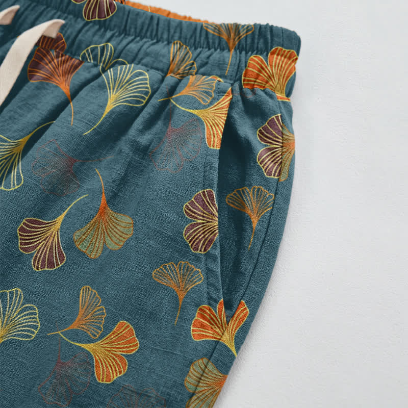 Ownkoti Multi‑Color Ginkgo Leaf Cotton Lounge Pants - image 3