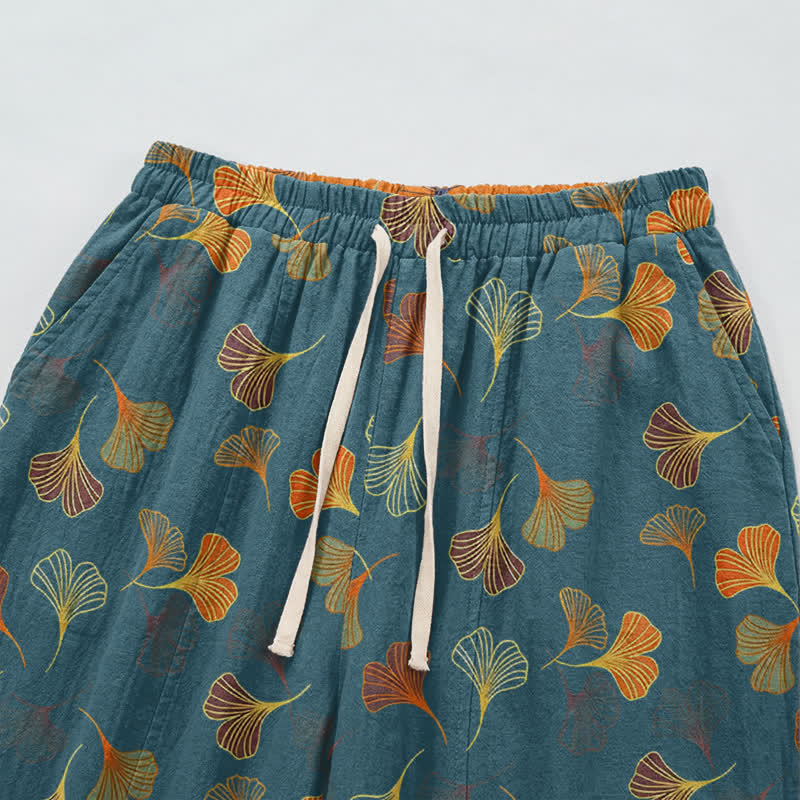 Ownkoti Multi‑Color Ginkgo Leaf Cotton Lounge Pants - image 2