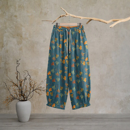 Ownkoti Multi‑Color Ginkgo Leaf Cotton Lounge Pants - image 1