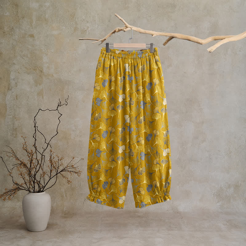 Ownkoti Multi‑Color Ginkgo Leaf Cotton Lounge Pants - image 6