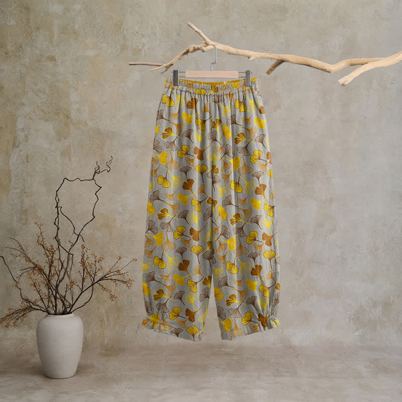 Ownkoti Multi‑Color Ginkgo Leaf Cotton Lounge Pants - image 11