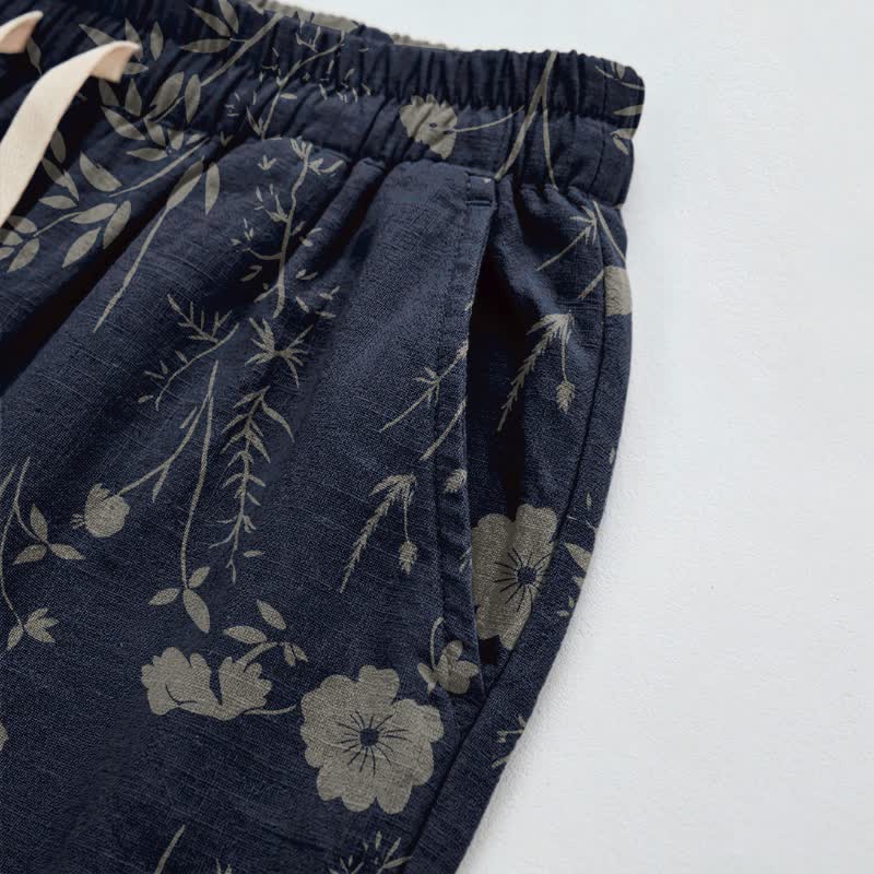 Ownkoti Navy Blue Wildflower Cotton Gauge Lounge Pants - image 3