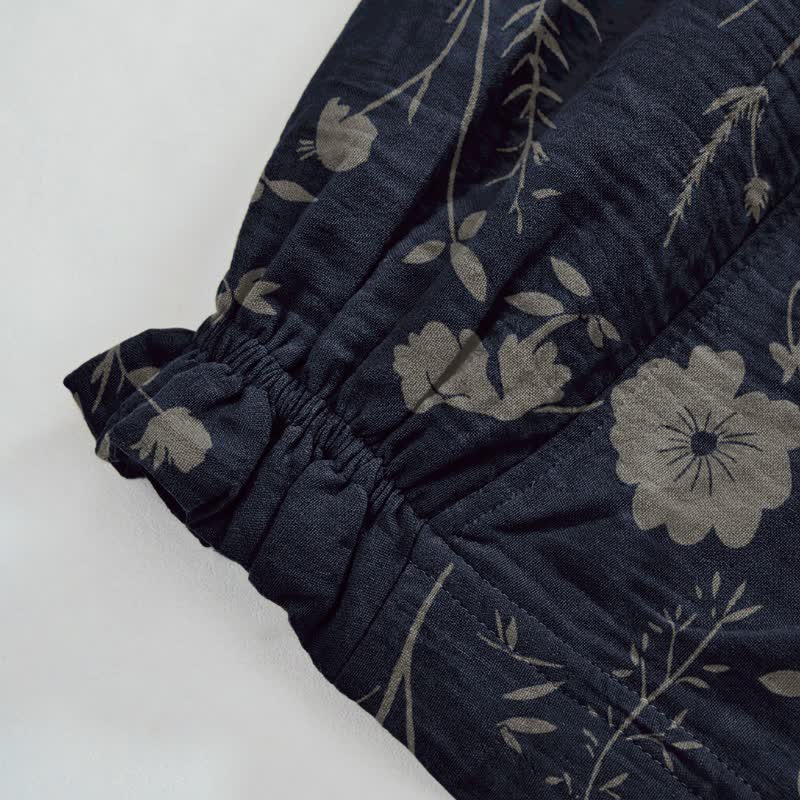 Ownkoti Navy Blue Wildflower Cotton Gauge Lounge Pants - image 4